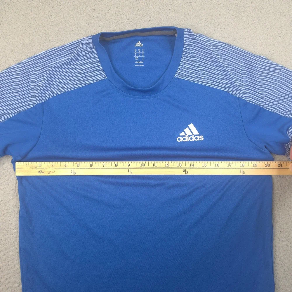 Adidas‎ Performance T-Shirt Mens Medium Climalite Blue Patterned Sleeve Sports